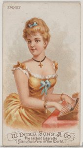 Spinet ، من سلسلة الآلات الموسيقية N82 لسجائر ماركة Duke ، 1888. ، 1888. بواسطة شوماخر وإيتلينجر