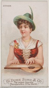 آلة القانون ، من سلسلة الآلات الموسيقية N82 لسجائر ماركة ديوك ، 1888. ، 1888. بواسطة شوماخر وإيتلينجر