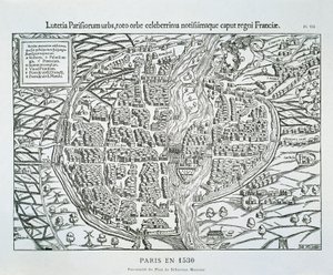 Paris city plan c.1530 (wood engraving) بواسطة سيباستيان (بعد) مونستر