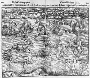 Sea and terrestrial monsters, illustration from Cosmographia Universalis, by Sebastian Munster (1489-1552)