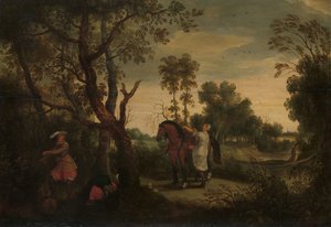 امرأة تمتطي حصان السارق: "دي جيسترافتي روفر"، حوالي عام 1635 (لوحة زيتية على لوحة) بواسطة سيباستيان فرانكس