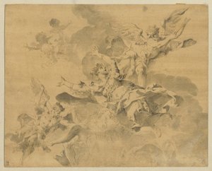 ملكة سلمت إلى الجحيم من قبل الملائكة المنتقمين ، 1676-1746 (قلم وحبر وغسل على ورق) بواسطة سيباستيانو جاليوتي