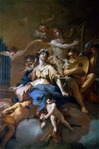 Glory of St Cecilia with musical angels, c.1720 (oil on canvas) بواسطة سيباستيانو جاليوتي