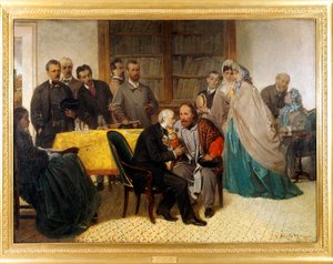 لقاء جوزيبي غاريبالدي (1807-1882) وأليساندرو مانزوني (1785-1873) بواسطة سيباستيانو دي ألبرتيس