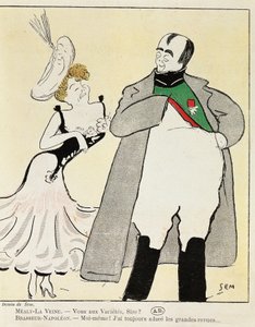 Actor Albert Bresseur 1901 (1862-1932) in role of Napoleon in Madame Sans-Gene, by Victorien Sardou (1831-1908), caricature from 1893 (illustration) بواسطة سيم