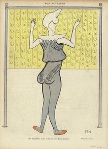 لويز بالثي ، ممثلة فرنسية ، في Folies-Bergere ، رسم توضيحي لـ Le Rire بواسطة Sem