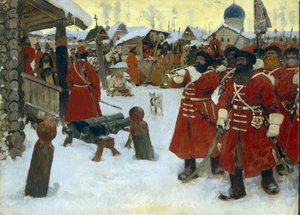 فرقة streltsy (ستريليتس) - لوحة لسيرجي فاسيليفيتش إيفانوف (1864-1910) ، زيت على قماش