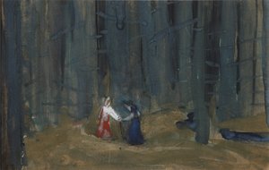 رسم توضيحي لقصة الأميرة الميتة والفرسان السبعة