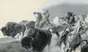 قطيع من الجاموس (غواش على ورق)