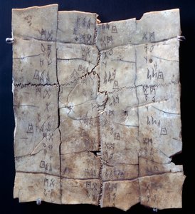 Pictogram on turtle plastron with divination text (turtle plastron) بواسطة اسرة شانغ الصينية