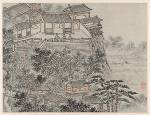 اثنا عشر منظرًا لتل تايجر هيل ، سوتشو: The Five Sages Terrace ، بعد عام 1490. بواسطة شين زو