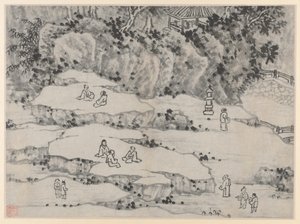اثنا عشر مناظر لـ Tiger Hill ، Suzhou: The Nodding Stone Terrace ، Tiger Hill ... ، بعد 1490. بواسطة شين زو