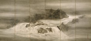 نهر المناظر الطبيعية مع اليراعات ، 1874 بواسطة شيوكاوا بونرين