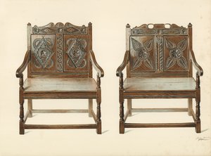 الكراسي البلوط المزدوجة (الويلزية) ، ملكية H Clarence Whaite (chromolitho) بواسطة شيرلي تشارلز Llewellyn Slocombe