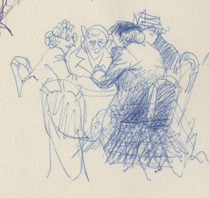 مجموعة من النساء على طاولة عام 1950.
