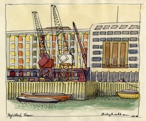 "Hay's Wharf، Thames"، c1951. بواسطة شيرلي ماركهام