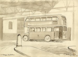 'LT Garage، Chalk Farm' ، 1950. بواسطة شيرلي ماركهام