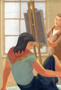 عارضة أزياء وطالبة في فصل الرسم عام 1950. بواسطة شيرلي ماركهام