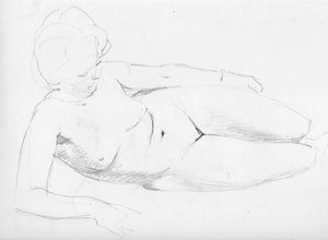 امرأة عارية مستلقية ، c1950.