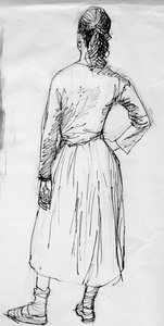 امرأة واقفة من الخلف ، عام 1950.