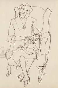 خياطة نسائية ، c1950. بواسطة شيرلي ماركهام