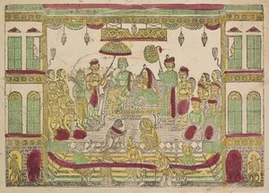 راما وسيتا في القصر الملكي ، 1800s. بواسطة Shri Gobinda Chandra Roy