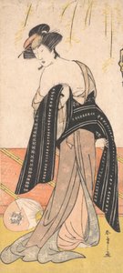 الممثل ناكامورا ريكو في دور Oiran Tying Her Obi ، كاليفورنيا. 1779.