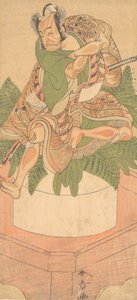 الرابع Ichikawa Danjuro كخادم Yakko جالسًا على كعكة كبيرة من Mochi ... ، 1772. بواسطة شونشو