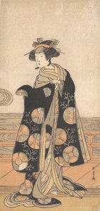 يوشيزاوا إيروها كامرأة تقف على إنغاوا لمنزل على ضفاف النهر ، كاليفورنيا. 1778.
