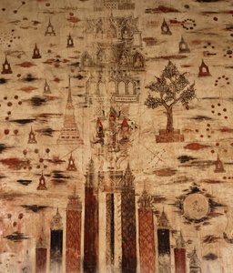 لوحة جدارية تصور جبل ميرو ، 1734 (رسم على الحجر) بواسطة مدرسة سيامي
