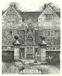 الجانب الشمالي ، Hungerford Almshouses ، Corsham (نقش)
