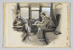 رسم توضيحي لقصة آرثر كونان دويل "شارلوك هولمز" "مغامرة الحريق الفضي" ، 1892 بواسطة سيدني باجيت