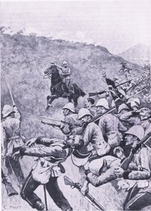 لانجس نيك ، 28 يناير 1881 (حرب البوير الأولى) ، رسم توضيحي من المعارك البريطانية في البر والبحر ، 1915 بواسطة سيدني باجيت
