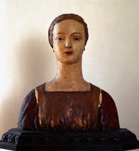 سيدة شابة (نحت خشبي متعدد الألوان بواسطة مدرسة Sienese