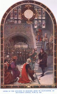 عرض الملكية لريتشارد دوق من غلوستر في قلعة بايناردز ، 26 يونيو 1483 ، من Cassells History of the British People التي نشرتها شركة Waverley Book Company Limited ، c.1940