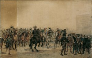 وصول cuirassiers Henri Duval Count of Dampierres إلى فناء القلعة