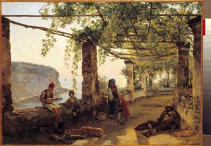منظر طبيعي بالقرب من سورينتو على ساحل أمالفي رسم لسيلفستر شيدرين (1791-1830) 1826