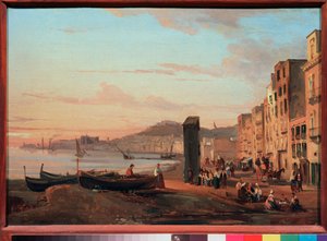 رصيف في نابولي (إيطاليا). لوحة سيلفستر فيودوسيفيتش شيشيدرين (سيلفستر شيدرين) (1791-1830) ، زيت على قماش