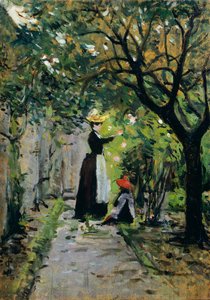 في حديقة الورود ، بواسطة Silvestro Lega (1826-1895) ، زيت على لوح ، 36.5x25.5 سم بواسطة سيلفسترو ليجا