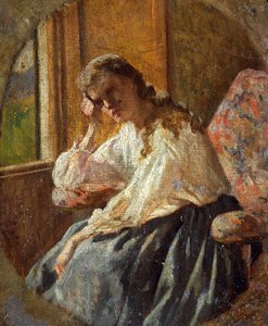 دراسة الشكل الأنثوي ، بواسطة Silvestro Lega (1826-1895) ، تفاصيل ثلاثية بواسطة سيلفسترو ليجا