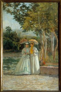 المشي في الحديقة لوحة لسيلفسترو ليجا (18126-1895) فلورنسا القرن التاسع عشر ، متحف الفن الحديث بواسطة سيلفسترو ليجا