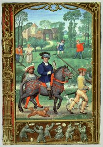 أضف 24098 f.24v يوليو: الصيد بالصقور وصناعة القش ومطاردة الفراشات من كتاب الصلوات أو كتاب الجولف حوالي 1520-30 (ورق) بواسطة سيمون (ورشة عمل) بينينغ