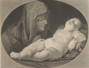 العذراء في الصلاة ، تنظر إلى الرضيع المسيح النائم ، في إطار بيضاوي ، بعد ريني ، ... ، 1765.