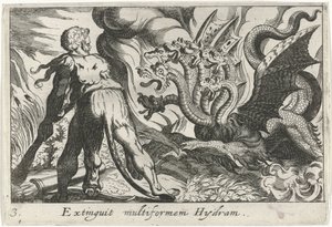 هرقل يقاتل هيدرا Lernaean Extinguit multiforms Hydram (العنوان على الكائن) ثيمات هرقل (عنوان المسلسل)