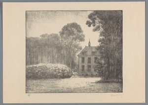 منظر لمنزل مزرعة في ملكية De Raephorst Raephorst (العنوان الأصلي) العقارات القديمة حول لاهاي (العنوان الأصلي للمسلسل) بواسطة سيمون مولين (توقيع الفنان)