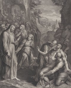 إقامة لعازر ، مع وقوف المسيح إلى اليسار ، كاليفورنيا. 1729. بواسطة سيمون فالي