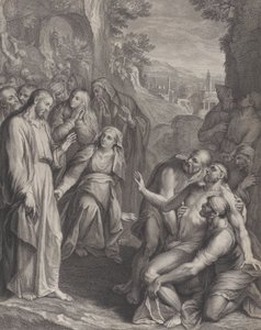 إقامة لعازر ، مع وقوف المسيح إلى اليسار ، كاليفورنيا. 1729. بواسطة سيمون فالي