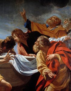 Apotres at the Tomb of the Virgin تفاصيل لوحة لسيمون فويه (1590-1649) من القرن السابع عشر ، باريس ، إجليز نوتردام دي تشامبس بواسطة سيمون فويت