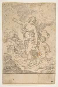 الملاك الحارس يمشي مع طفل ، كاليفورنيا. 1640.