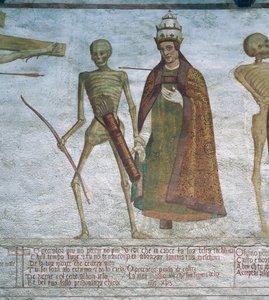 Death asking the Pope to dance, detail from The Dance of Death